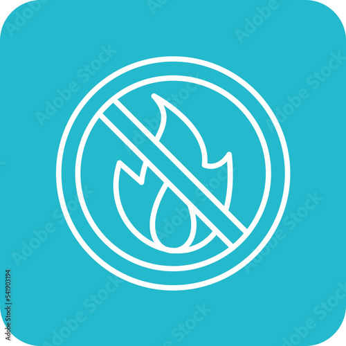 No Fire Line Round Corner Background Icon
