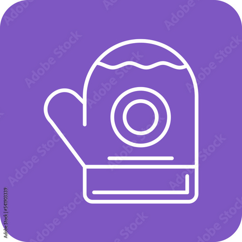 Mitten Line Round Corner Background Icon