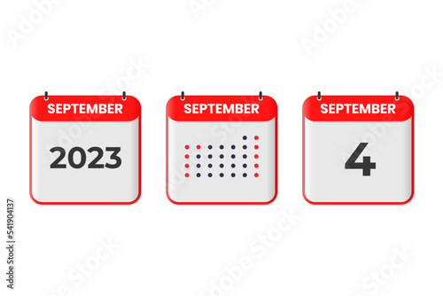 September 4 calendar design icon. 2023 calendar schedule, appointment, important date concept