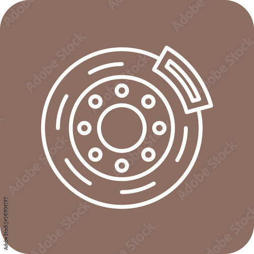 Brake Disc Line Round Corner Background Icon