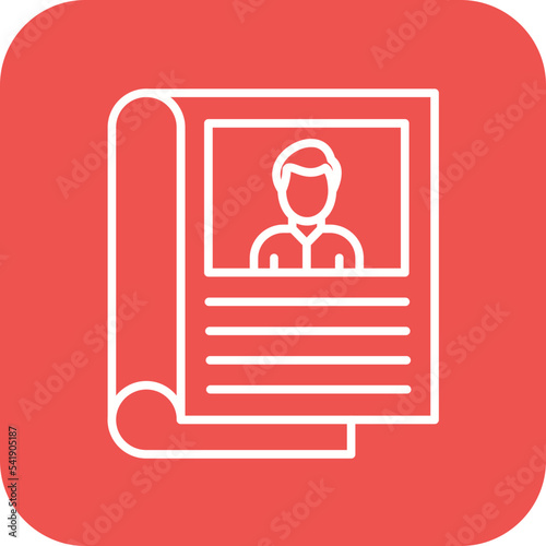 Magazine Line Round Corner Background Icon