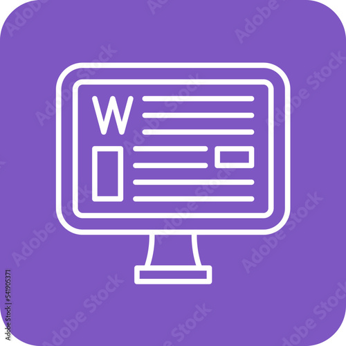 Wikipedia Line Round Corner Background Icon