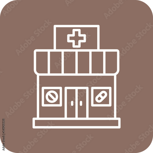 Pharmacy Line Round Corner Background Icon