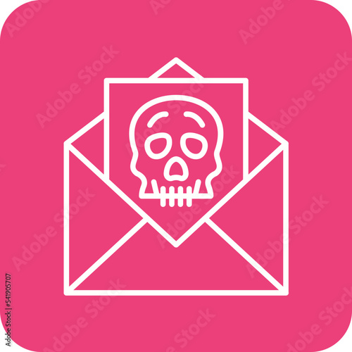 Email Hacked Line Round Corner Background Icon