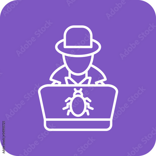 Hacker Line Round Corner Background Icon