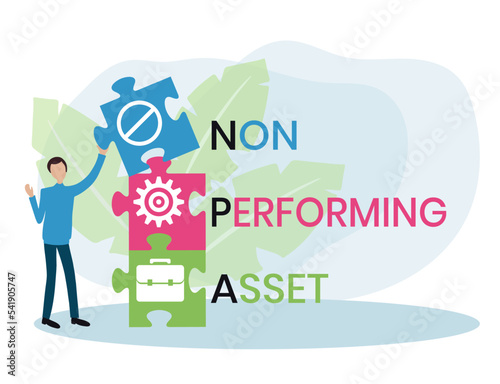 NPA - non performing asset. acronym business concept. vector illustration concept with keywords and icons. lettering illustration with icons for web banner, flyer, landing page, presentation