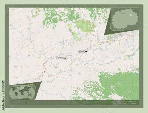 Cesinovo-Oblesevo, Macedonia. OSM. Labelled points of cities