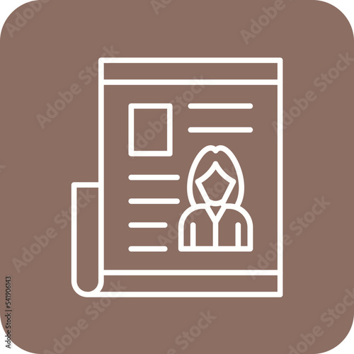 Tabloid Line Round Corner Background Icon