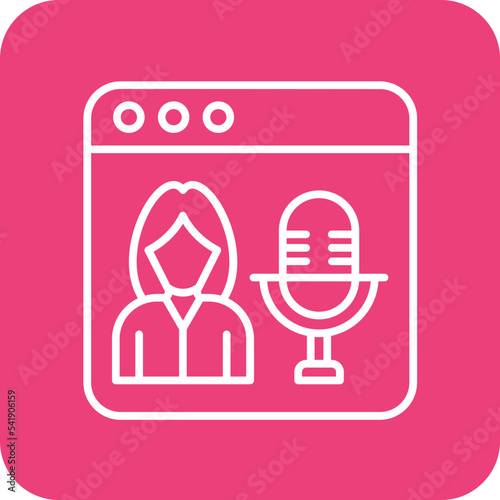 Webcast Line Round Corner Background Icon
