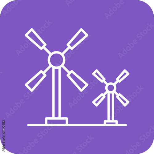 Windmill Line Round Corner Background Icon