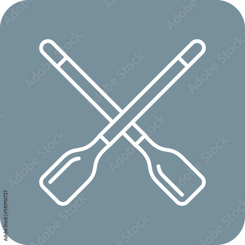 Rowing Line Round Corner Background Icon