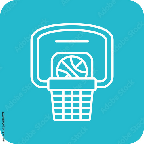 Basketball Hoop Line Round Corner Background Icon