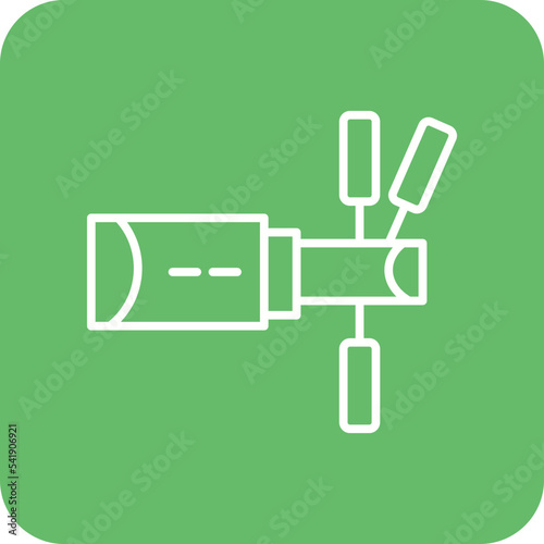 Hubble Telescope Line Round Corner Background Icon