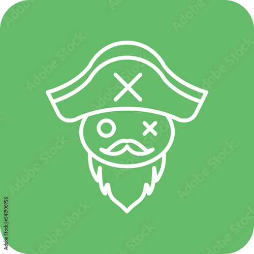 Pirate Beard Line Round Corner Background Icon