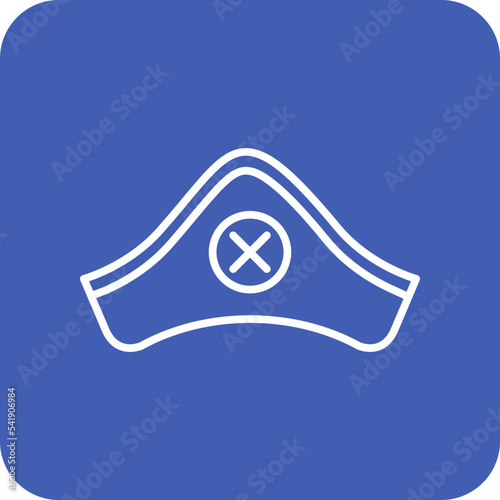 Pirate Cap Line Round Corner Background Icon