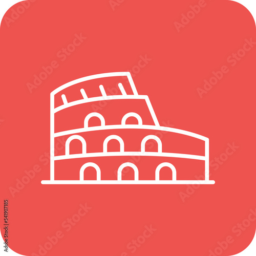 Colosseum Line Round Corner Background Icon