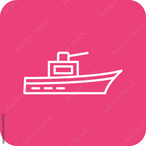 Army Ship Line Round Corner Background Icon