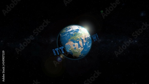 3d rendering HTTPS WWW sign on globe