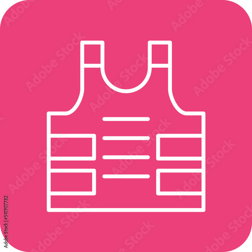 Bulletproof Vest Line Round Corner Background Icon
