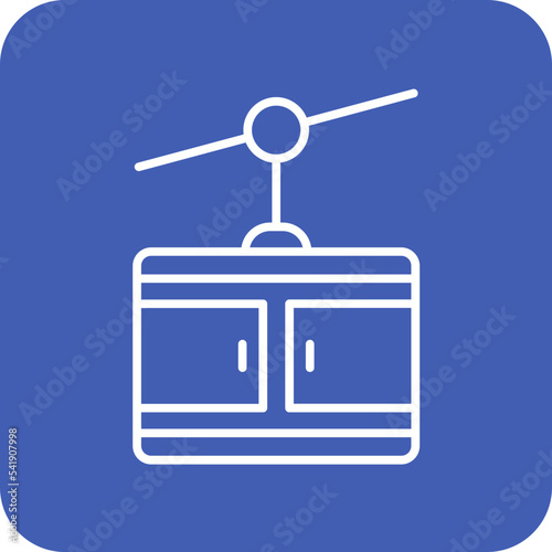 Cable Car Line Round Corner Background Icon