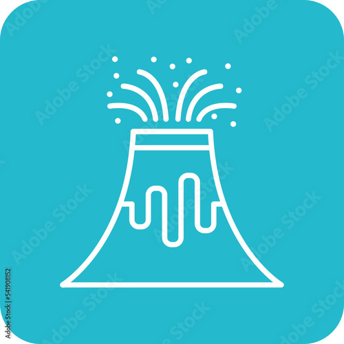 Volcano Line Round Corner Background Icon