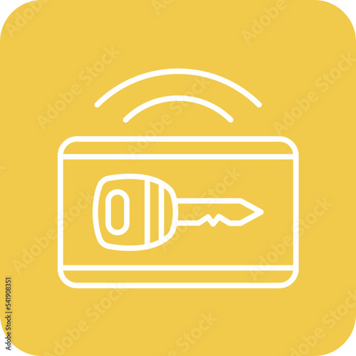 Smart Keycard Line Round Corner Background Icon