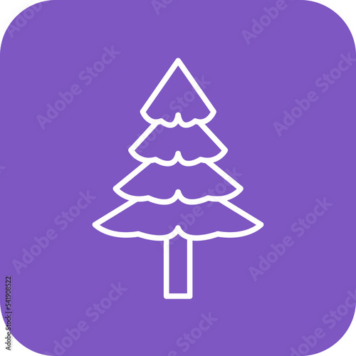 Pine Tree Line Round Corner Background Icon