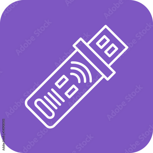 Dongle Line Round Corner Background Icon