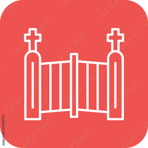 Cementery Gate Line Round Corner Background Icon