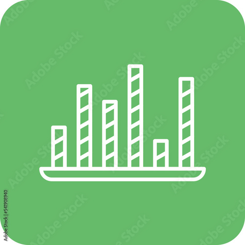 Striped Bars Line Round Corner Background Icon