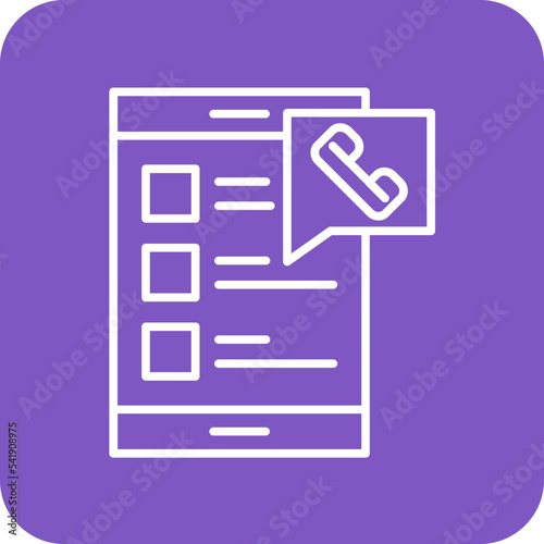 Contact Line Round Corner Background Icon