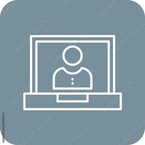 School Laptop Line Round Corner Background Icon