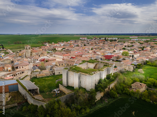aerial view of castle of Villalba de los alcores, Castilla y León, Spain