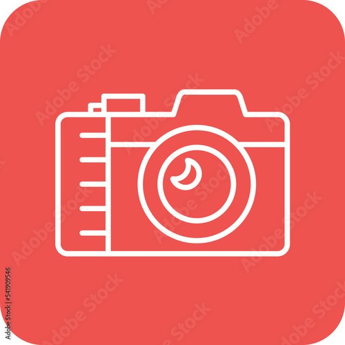 Compact Camera Line Round Corner Background Icon