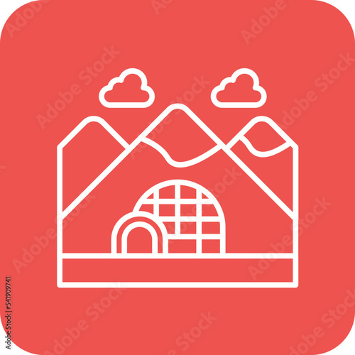 Igloo Landscape Line Round Corner Background Icon