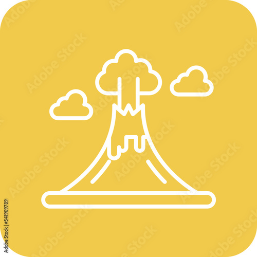 Volcano Landscape Line Round Corner Background Icon