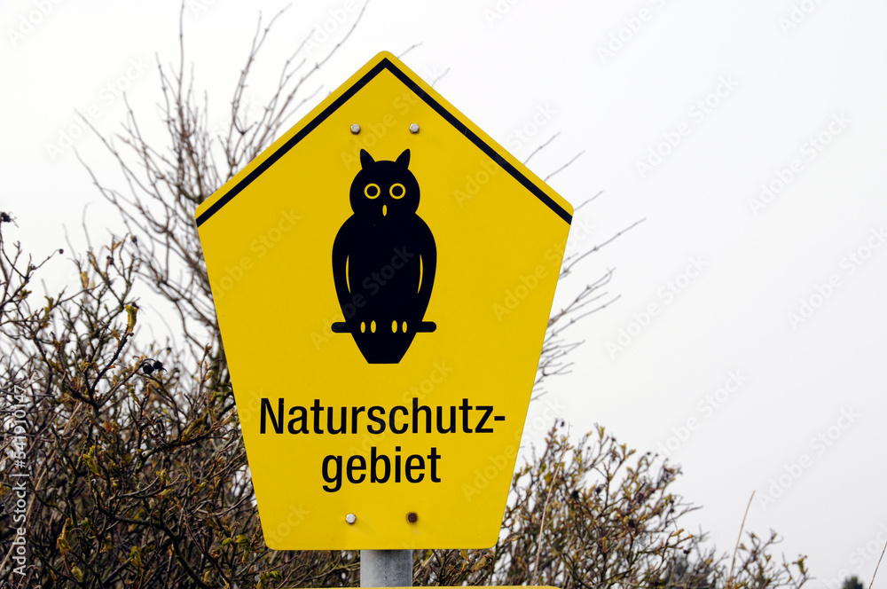 Schild Naturschutzgebiet Eule Im Fünfeck - Aluminium 3mm 21x30cm UV-beständig