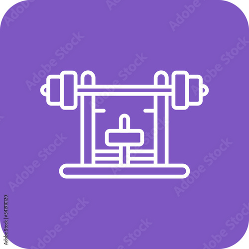 Bench Press Line Round Corner Background Icon