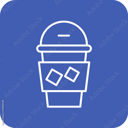 Cold Coffee Line Round Corner Background Icon