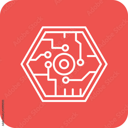 Cybernetics Line Round Corner Background Icon