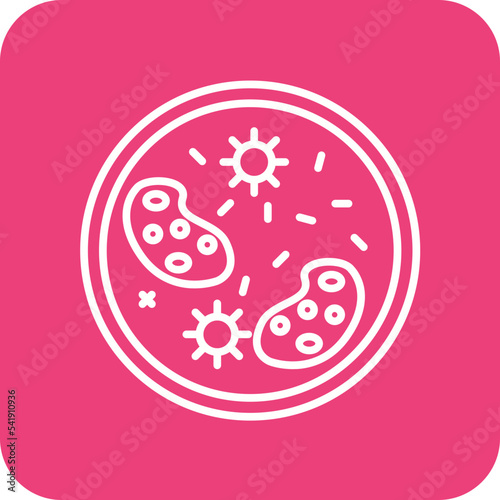 Microorganisms Line Round Corner Background Icon