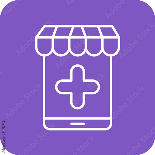 Online Pharmacy Line Round Corner Background Icon photo