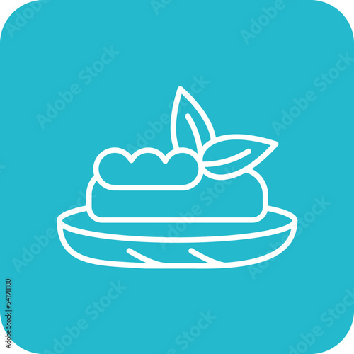 Bruschetta Line Round Corner Background Icon