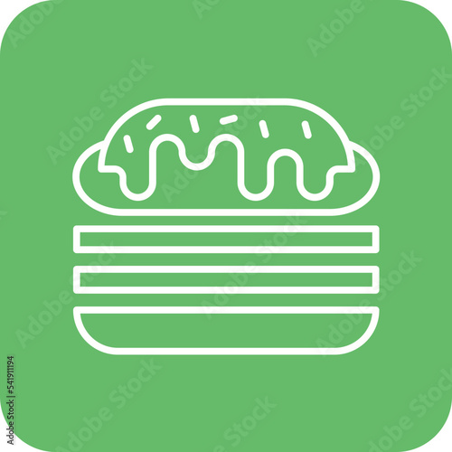 Cuban Sandwich Line Round Corner Background Icon