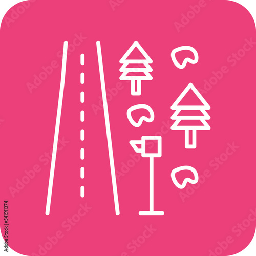 Roadside Line Round Corner Background Icon