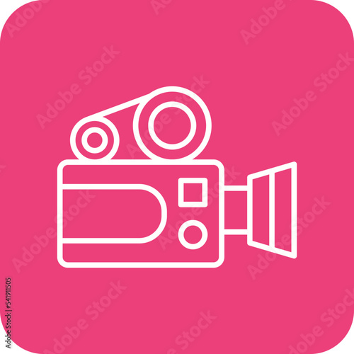 Video Camera Line Round Corner Background Icon