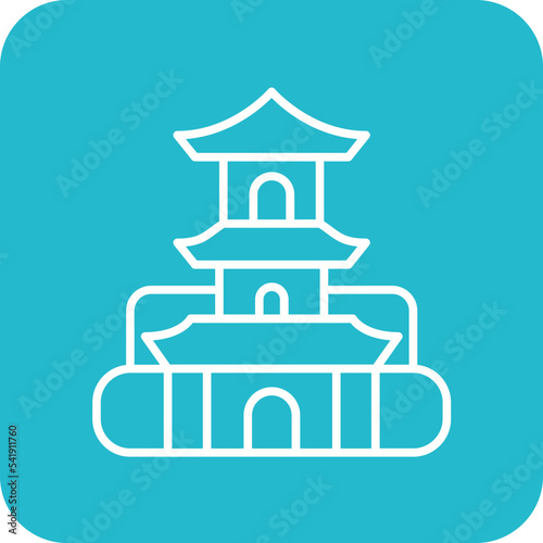 Stupa Line Round Corner Background Icon