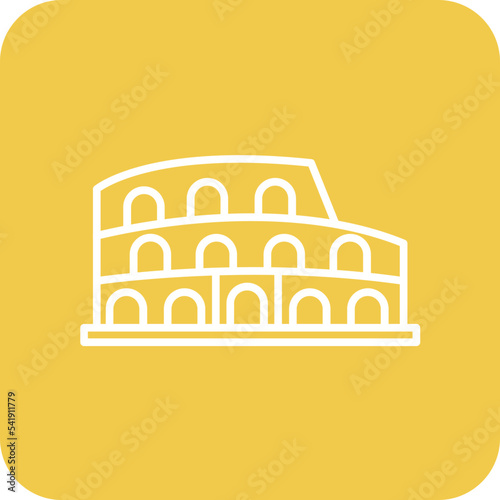 Colosseum Line Round Corner Background Icon