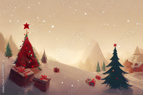 Christmas Eve Background on Winter Night Illustration For Greetings Card Invitation