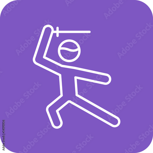 Sword Fighting Line Round Corner Background Icon